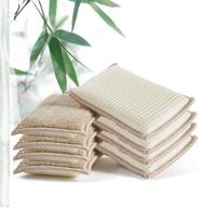 🧽 jebblas reusable bamboo natural absorbent kitchen cleaning sponges dishwashing sponge set - beige, pack of 8 logo