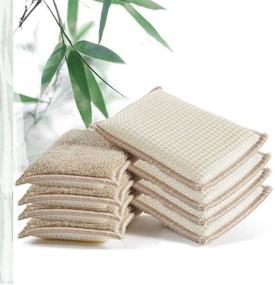 img 3 attached to 🧽 JEBBLAS Reusable Bamboo Natural Absorbent Kitchen Cleaning Sponges Dishwashing Sponge Set - Beige, Pack of 8