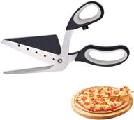 🍕 one-handed operation stainless steel pizza scissors cutter - easy-to-use pizza spatula slicer logo