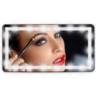 🚗 car visor vanity mirror with 60 led lights, built-in battery & dimmable touch screen, rechargeable led makeup travel mirror - 3 light modes (black) logo