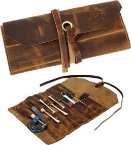 img 4 attached to 🛠️ Rustic Town Leather Tool Roll Up Pouch - Versatile Wrench, Chisel, and Tool Bag