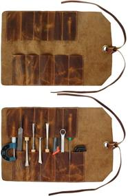 img 1 attached to 🛠️ Rustic Town Leather Tool Roll Up Pouch - Versatile Wrench, Chisel, and Tool Bag