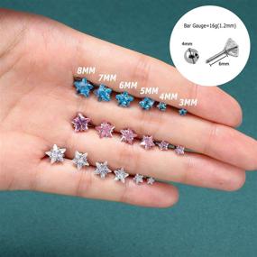 img 3 attached to Stylish and Sparkling: ZS 4 Pairs Shiny Cubic Zirconia 💎 Surgical Steel Stud Earrings for Tragus, Helix, Conch, and Cartilage Piercings