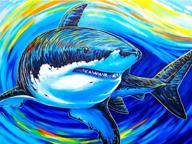 🦈 rovepic 5d diamond painting kit: colorful shark animal design, diy home office wall decor with crystal rhinestones, 12x16inch logo
