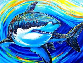 img 4 attached to 🦈 Rovepic 5D Diamond Painting Kit: Colorful Shark Animal Design, DIY Home Office Wall Decor with Crystal Rhinestones, 12x16Inch