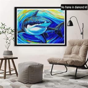 img 3 attached to 🦈 Rovepic 5D Diamond Painting Kit: Colorful Shark Animal Design, DIY Home Office Wall Decor with Crystal Rhinestones, 12x16Inch