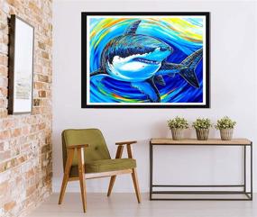 img 2 attached to 🦈 Rovepic 5D Diamond Painting Kit: Colorful Shark Animal Design, DIY Home Office Wall Decor with Crystal Rhinestones, 12x16Inch