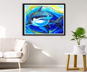 img 1 attached to 🦈 Rovepic 5D Diamond Painting Kit: Colorful Shark Animal Design, DIY Home Office Wall Decor with Crystal Rhinestones, 12x16Inch