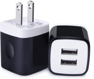 🔌 2-pack usb charging block, dual-multi port black usb wall charger power adapter 5v/2.1a cube box for iphone 11/x/8/7,ipad,ipod, samsung s21/s20/s10,note 21/20/10/9, google pixel, htc, lg,moto logo