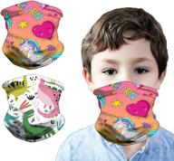 🦁 2 pcs kids neck gaiter - colorful animal mask with full coverage, cool ice silk fabric for outdoor summer sports logo