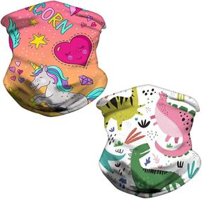 img 3 attached to 🦁 2 PCS Kids Neck Gaiter - Colorful Animal Mask with Full Coverage, Cool Ice Silk Fabric for Outdoor Summer Sports