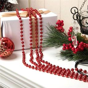 img 3 attached to 🎄 SANNO 33ft Christmas Tree Beads: Artificial Pearls Garland Roll with Plastic Beads for Xmas Tree DIY Supplies and Holiday Decorations - Red