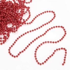 img 4 attached to 🎄 SANNO 33ft Christmas Tree Beads: Artificial Pearls Garland Roll with Plastic Beads for Xmas Tree DIY Supplies and Holiday Decorations - Red