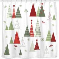 🎄 geometric modern design christmas shower curtain: festive bathroom home office holiday décor, tapestry-worthy display & photo booth backdrop – red, green, white logo