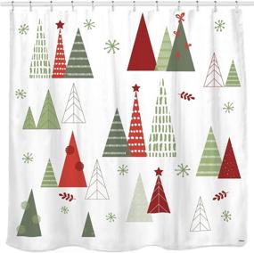 img 4 attached to 🎄 Geometric Modern Design Christmas Shower Curtain: Festive Bathroom Home Office Holiday Décor, Tapestry-Worthy Display & Photo Booth Backdrop – Red, Green, White