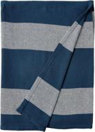 🛏️ eddie bauer home boylston collection: lightweight striped blanket, 100% cotton, cozy throw for twin bed in navy - soft, breathable & machine washable logo