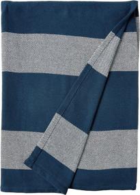 img 3 attached to 🛏️ Eddie Bauer Home Boylston Collection: Lightweight Striped Blanket, 100% Cotton, Cozy Throw for Twin Bed in Navy - Soft, Breathable & Machine Washable
