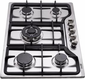 img 2 attached to 🔥 Deli-Kit DK257-B01: 30" Dual Fuel Cooktop with 5 Brass Burners & Stainless Steel Design - LPG/NG Compatible, Pulse Ignition, 110V AC