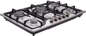 img 4 attached to 🔥 Deli-Kit DK257-B01: 30" Dual Fuel Cooktop with 5 Brass Burners & Stainless Steel Design - LPG/NG Compatible, Pulse Ignition, 110V AC