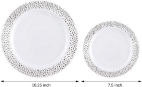 img 3 attached to 🍽️ 102pcs Hammered Design Silver Plastic Plates - Elegant White Disposable Wedding Party Plastic Plates Set, Includes 51 Dinner Plates 10.25inch & 51 Salad/Dessert Plates 7.5inch