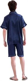 img 3 attached to Wowcarbazole Pajamas Button Down Sleepwear Black L Men's Clothing for Sleep & Lounge
