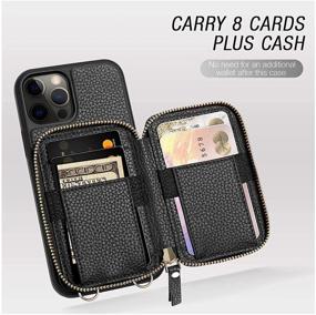 img 2 attached to 👜 ZVE Zipper Wallet Case for iPhone 12 Pro/iPhone 12 (6.1 inch) - Crossbody Phone Case with Credit Card Holder Wrist Strap Purse - Gift for Women - Compatible with iPhone 12 Pro/iPhone 12 (2020) 5G - Black