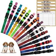 🐶 puppy id collars: soft nylon adjustable breakaway safety whelping litter collars for newborn pets (m) with record keeping charts logo