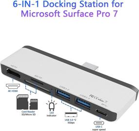 img 3 attached to 💻 Enhance Your Surface Pro 7 Experience with the Aluminum 6-in-2 USB C Hub: HDMI 4K Adapter, USB C Audio and Data Transfer, USB 3.0 Ports, SD/TF Card Reader - Designed for Microsoft Surface Pro 2019