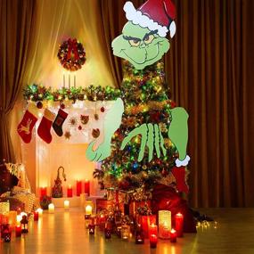 img 3 attached to 🎄 HAO Grinch Themed Outdoor and Indoor Christmas Yard Art, Garden Holiday Decoration for Walls, Frontdoors, Fireplaces, and Christmas Trees