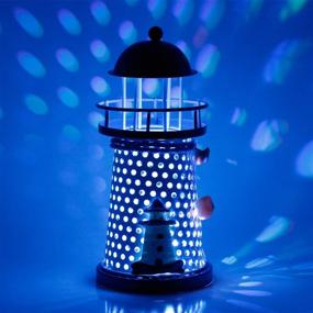 img 1 attached to 🏞️ Morning View Blue Metal Lighthouse: Color Changing LED Light & Nautical Themed Decor for Home, Rooms, and Offices
