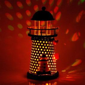 img 2 attached to 🏞️ Morning View Blue Metal Lighthouse: Color Changing LED Light & Nautical Themed Decor for Home, Rooms, and Offices