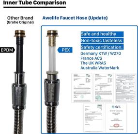 img 3 attached to 🚰 Grohe Ladylux Replacement Parts - 46092000 Kitchen Faucet Hose Replacement, Awelife Alira Sink Faucet Hose - 59-inch Pull-Out Spray, Starlight Chrome Finish