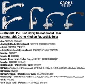 img 1 attached to 🚰 Grohe Ladylux Replacement Parts - 46092000 Kitchen Faucet Hose Replacement, Awelife Alira Sink Faucet Hose - 59-inch Pull-Out Spray, Starlight Chrome Finish