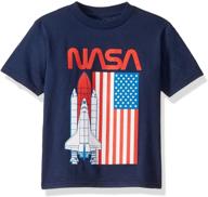 🚀 nasa kids space shuttle usa flag t-shirt-toddlers with short sleeves logo