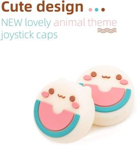 img 3 attached to 🍉 GeekShare 4PCS Cute Animal Thumb Grip Caps - Soft Silicone Joystick Covers for Nintendo Switch /OLED/ Switch Lite - Watermelon Cat & Mousse Bear