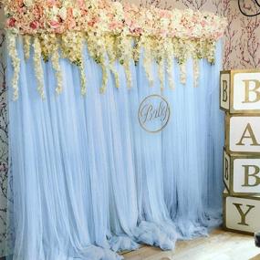 img 3 attached to 🎀 Gorgeous Blue 5ftx7ft Tulle Backdrop Curtains for Wedding Stage, Baby Shower, Birthday, and Photo Booth Backdrop - Photography Essential