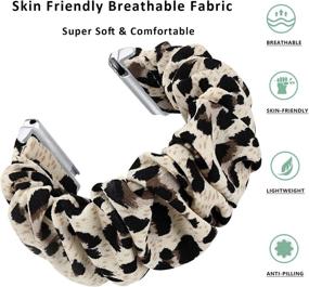 img 3 attached to Stylish Beige Leopard Fastgo Scrunchie Bands for Fitbit Versa Series - Women's Elastic Stretch Replacement Wristband Bracelet Accessory