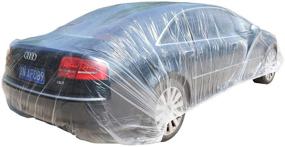 img 4 attached to 🚗 TopSoon Clear Plastic Car Cover: Disposable, Waterproof & Universal Fit - 22ft x 12ft with Elastic Band