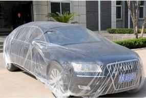 img 3 attached to 🚗 TopSoon Clear Plastic Car Cover: Disposable, Waterproof & Universal Fit - 22ft x 12ft with Elastic Band