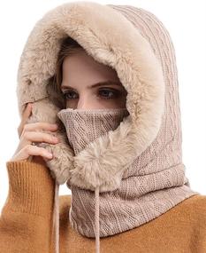 img 3 attached to 🧣 Stylish Women's Winter One Piece Slouchy Beanie Hats with Scarf, Mask, and Drawstring Hood for Ultimate Warmth and Comfort