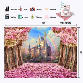 img 3 attached to 🌸 Spring Dreamy Pink Sakura Flowers Photography Background - 7x5ft Disney Castle Backdrop for Wedding, Kids Girls Birthday Party, Princess Photo Studio Props - YL058