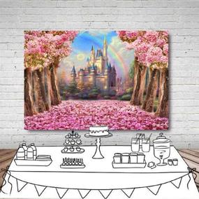 img 2 attached to 🌸 Spring Dreamy Pink Sakura Flowers Photography Background - 7x5ft Disney Castle Backdrop for Wedding, Kids Girls Birthday Party, Princess Photo Studio Props - YL058