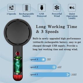 img 1 attached to 🌟 Black Star Compass Mini Handheld Fan - Bladeless Portable Fan with USB Rechargeable Battery, LED Makeup Mirror & 3 Speeds - Ideal Travel, Office & Gift for Girls & Women