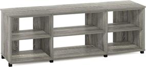 img 4 attached to 📺 FURINNO Montale Stand: Stylish TV Shelf for 65 Inch TVs in French Oak Grey