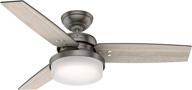 🔦 hunter 50393 sentinel ceiling fan: led light, remote control, 44", brushed slate finish логотип