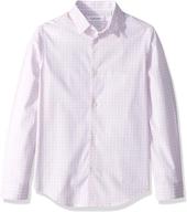 👕 calvin klein boys' plaid button-down dress shirt with long sleeves logo