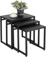 modern black metal nesting end tables - set of 3 by mygift: stylish and functional furniture logo