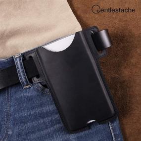 img 1 attached to 📱 Gentlestache Leather Belt Cell Phone Holster for iPhone 12, 12 Pro Max, 11 Pro Max, XS Max, 8 Plus, and Galaxy S20 - Genuine Leather Phone Case with Belt Clip