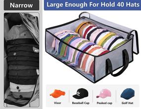 img 3 attached to 🧢 Premium Grey Hat Organizer for Baseball Caps Storage - Large Capacity Holds up to 40 Hats - Wide Closet Cap Holder by AOODA