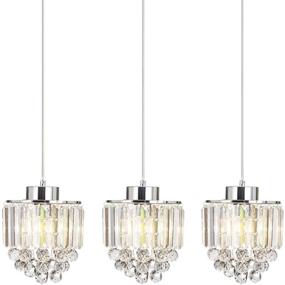 img 4 attached to 🌟 Stylish Set of 3 Polished Crystal Pendant Lights for Kitchen Island, Dining Room, Living Room, Bar - COTULIN Chandelier